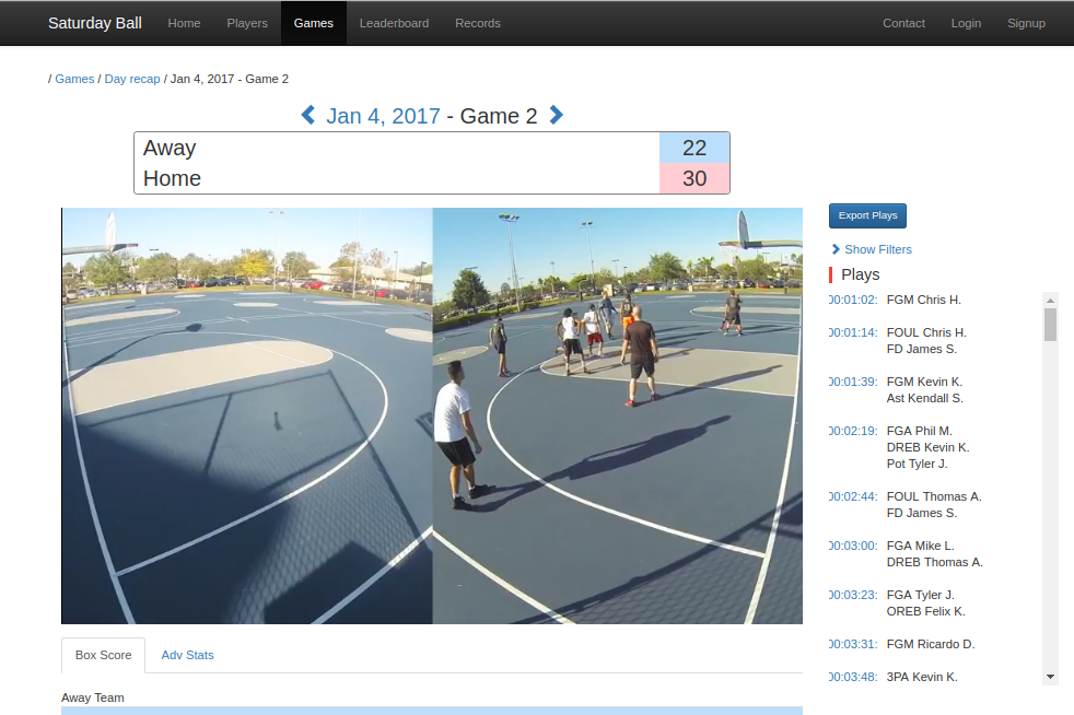 Pick Up Basketball Stats Game